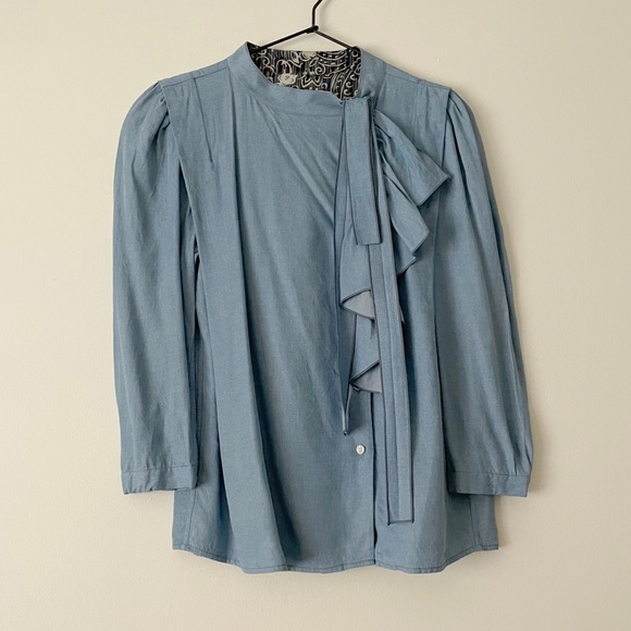 Marc Jacobs Ruffle Chambray Blouse - Picture 2 of 8